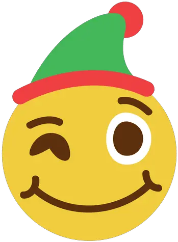 Winking Elf Hat Face Emoticon 2 Winking Elf Emoji Png Elf Hat Transparent