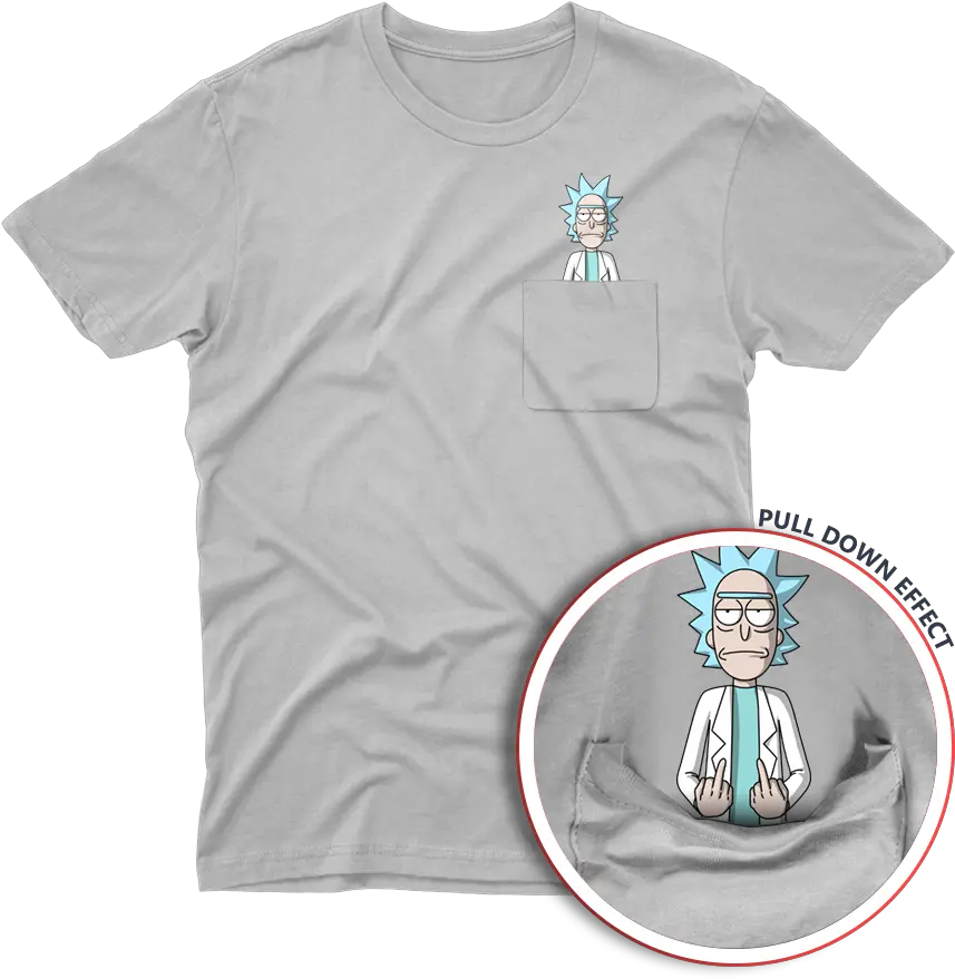 Shop The New Rick And Morty Pocket Pull Down Middle Fingers Rick And Morty Middle Finger Pocket Shirt Png Shirt Pocket Png