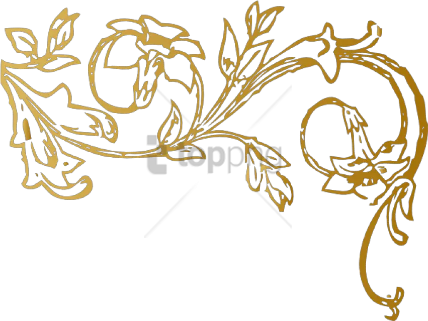 Download Free Png Gold Swirl Design Image With Pumpkin Vine Clipart Black And White Border Design Transparent Background