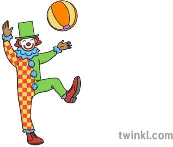 Clown Catching Beach Ball Illustration Twinkl Cartoon Png Beach Ball Png