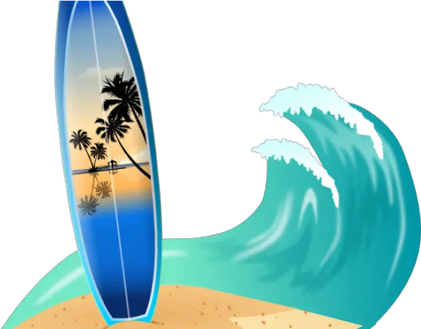 Download Hd Drawn Wave Surfboard Transparent Background Surfing Birthday Png Wave Transparent Background
