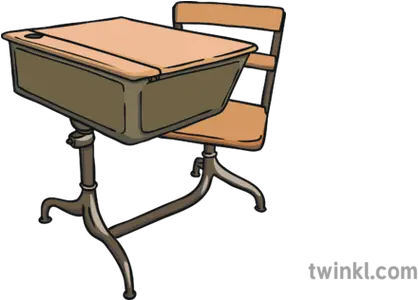 Old School Desk From 1950s Past And Present Sorting Cartoon Old School Desk Png School Desk Png