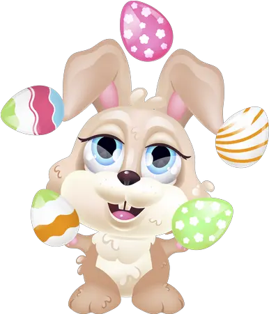 Best Premium Cute Bunny Juggling Eggs Illustration Download Animated Rabbit Happy Easter Emoji Png Kawaii Bunny Icon