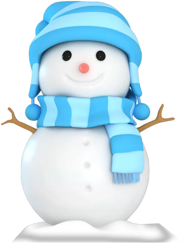 A Lovely Snow Man With Hat Scarf 3d Illustration Of A Cartoon Winter Png Snowman Icon Png