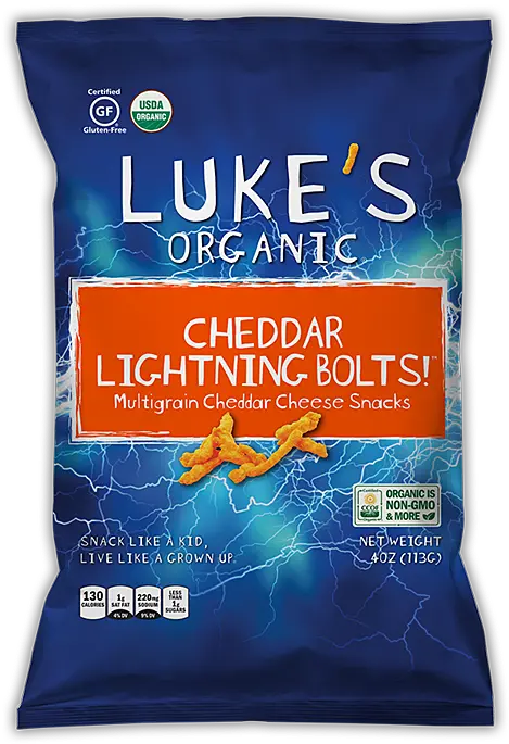 Cheddar Lightning Bolts Lukeu0027s Organic Gluten Free Non Organic Png Lightning Bolts Png