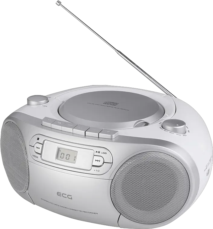 Ecg Cdr 888 Usb Silver Cassette Tape Png Boombox Png