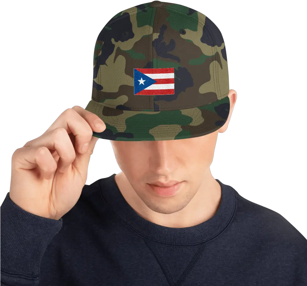 Camo Puerto Rico Flag Snapback Hat Png