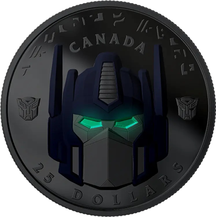 2019 Canadian 25 Transformers Optimus Prime Fine Silver Coloured Coin Transformers Png Optimus Prime Logo