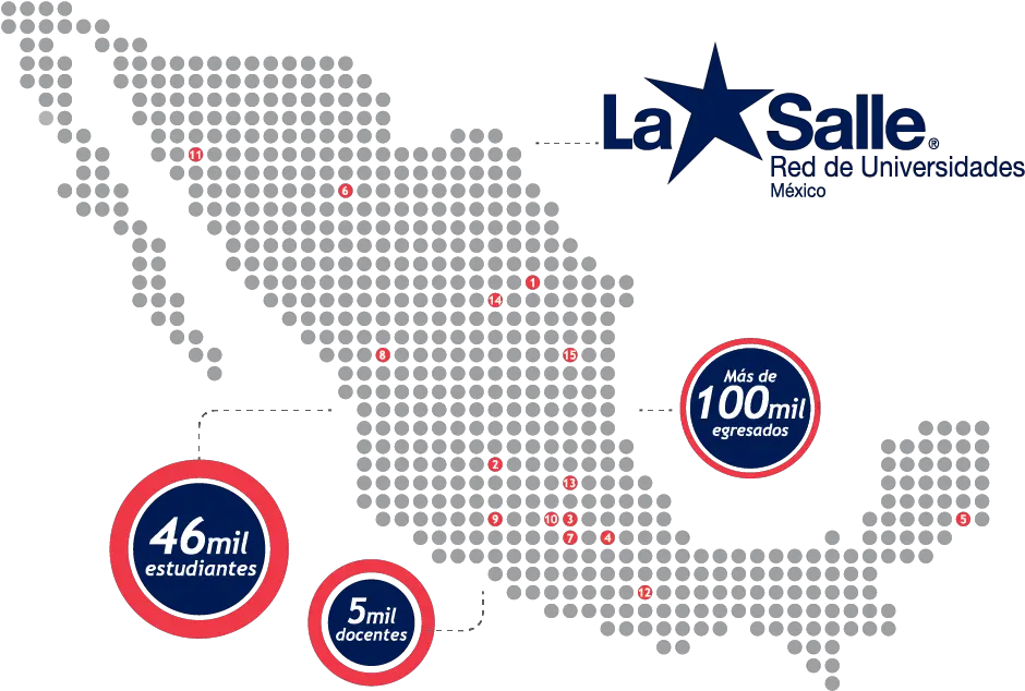 Red De Universidades La Salle México Dot Grid Map Png La Salle Logotipo