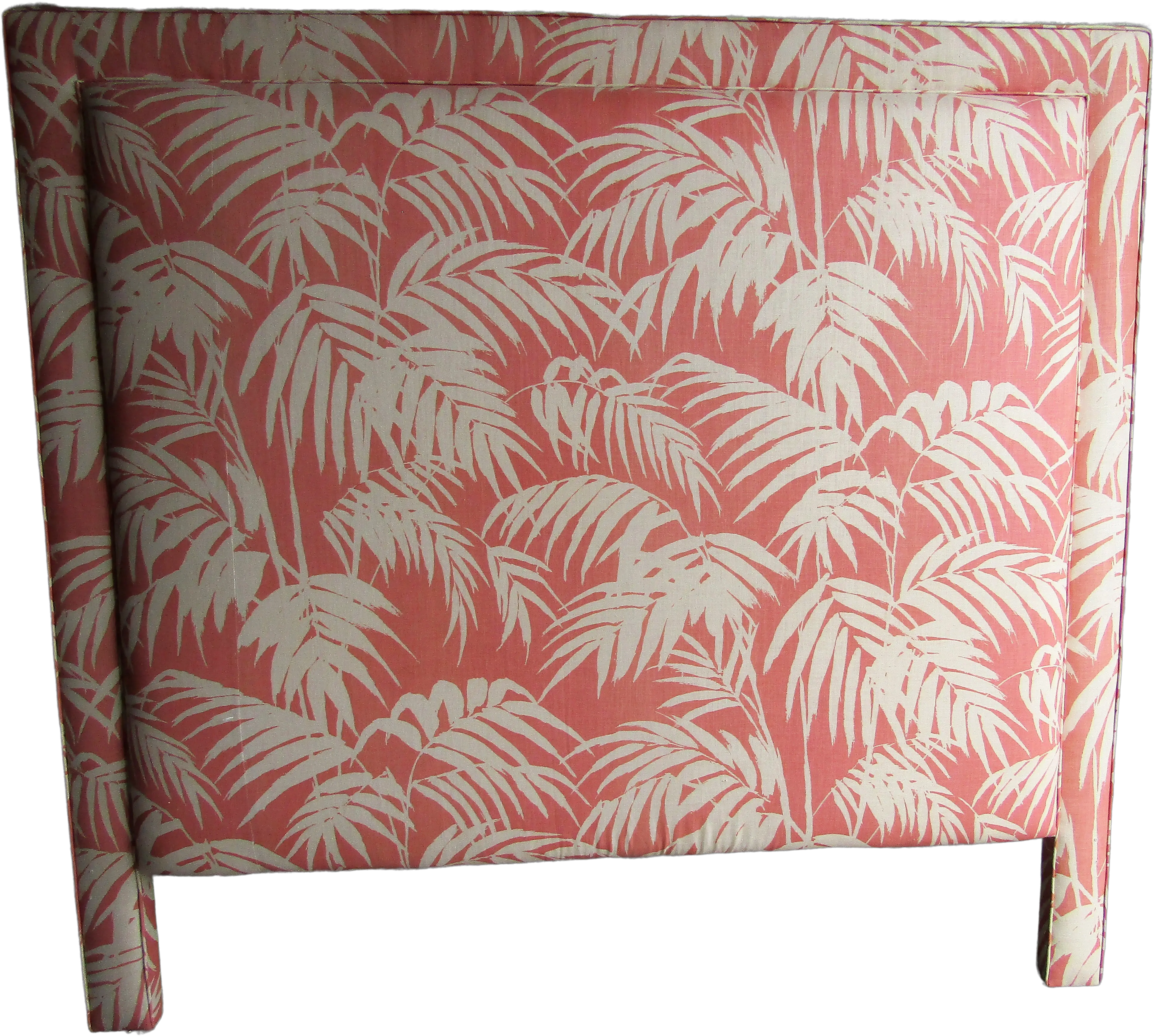 Custom Coral And Cream Bamboo Leaf Upholstered Queen Headboard Png Leaves