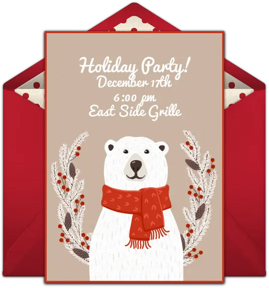 Free Polar Bear Online Invitation Punchbowlcom Osos Polares En Navidad Png Polar Bear Transparent Background