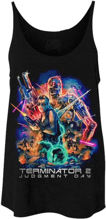 Terminator 2 Sarah Connor Ladies Slouchy Tanktop Terminator 2 Judgment Day Tattoos Png Terminator Face Png