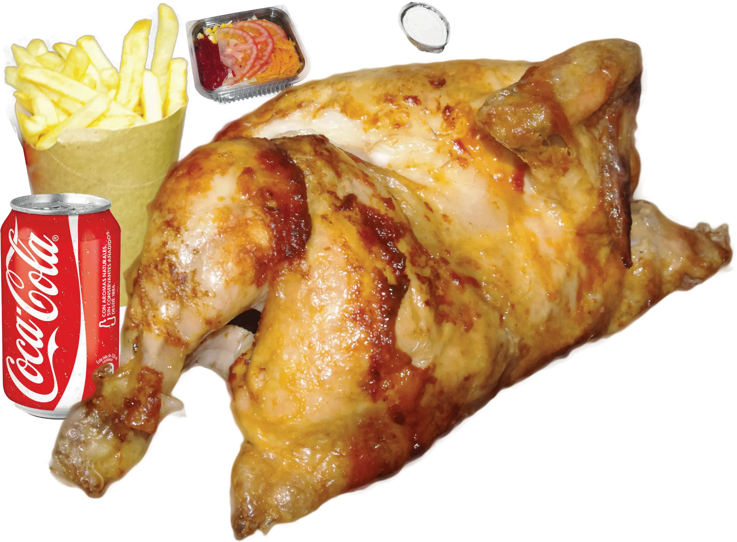 Download Hd Roast Chicken With Salad Chips Soft Drink And Png