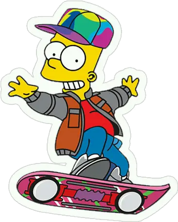 Kawaii Cute Simpsons Cartoon Transparent Overlay Sticke Bart Simpson Skateboard Png Simpsons Transparent