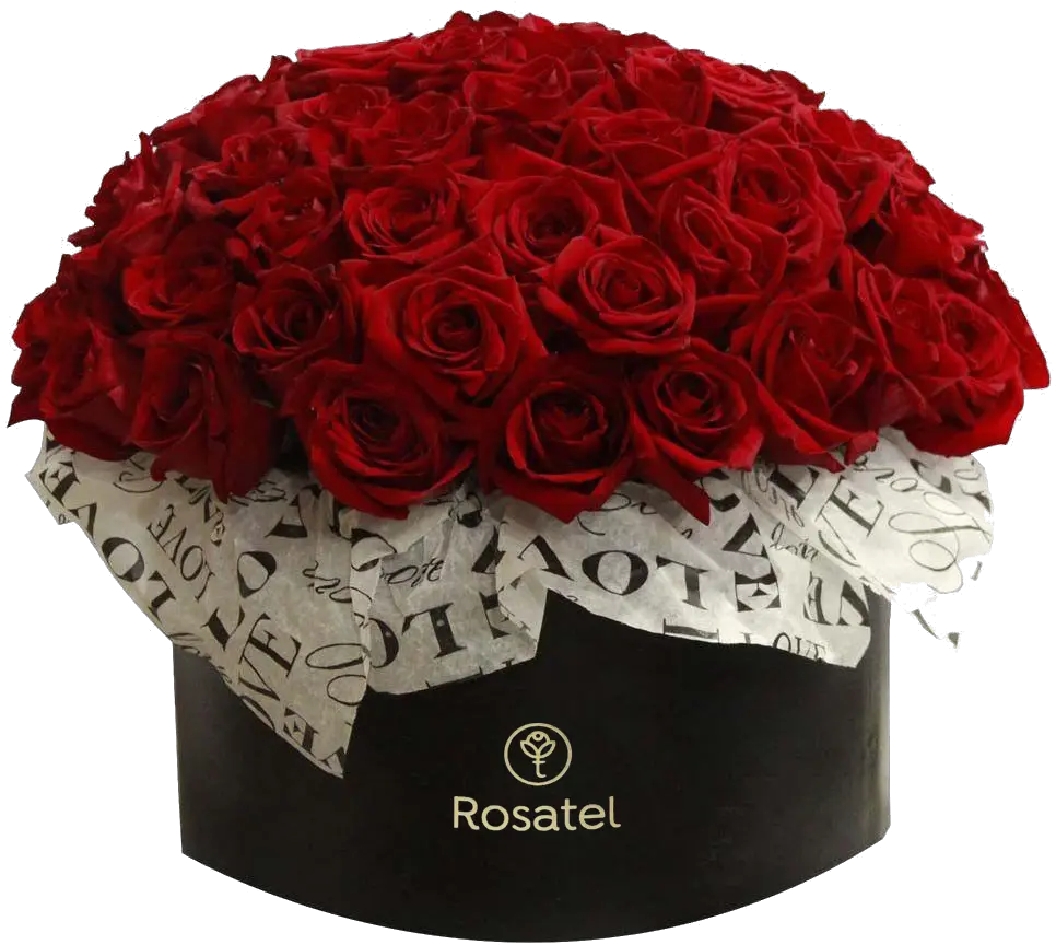 Sombrerera Negra Love Con 50 Rosas Rojas Lovely Png Rosas Rojas Png