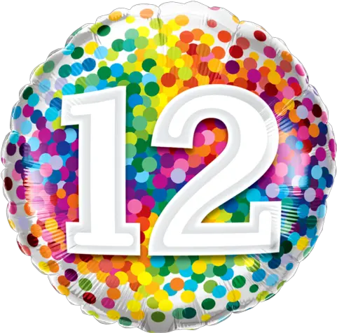 12th Rainbow Confetti Foil Balloon Number Birthday 12 Png White Confetti Png