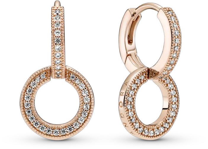 Sparkling Double Hoop Earrings Pandora Earings Rose Gold 2022 Png Pandora Icon