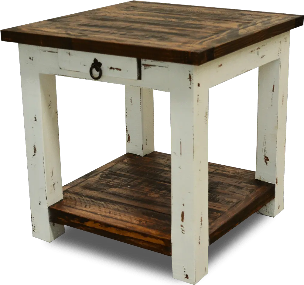 End Table Distressed White White Distressed Square End Table Png End Table Png