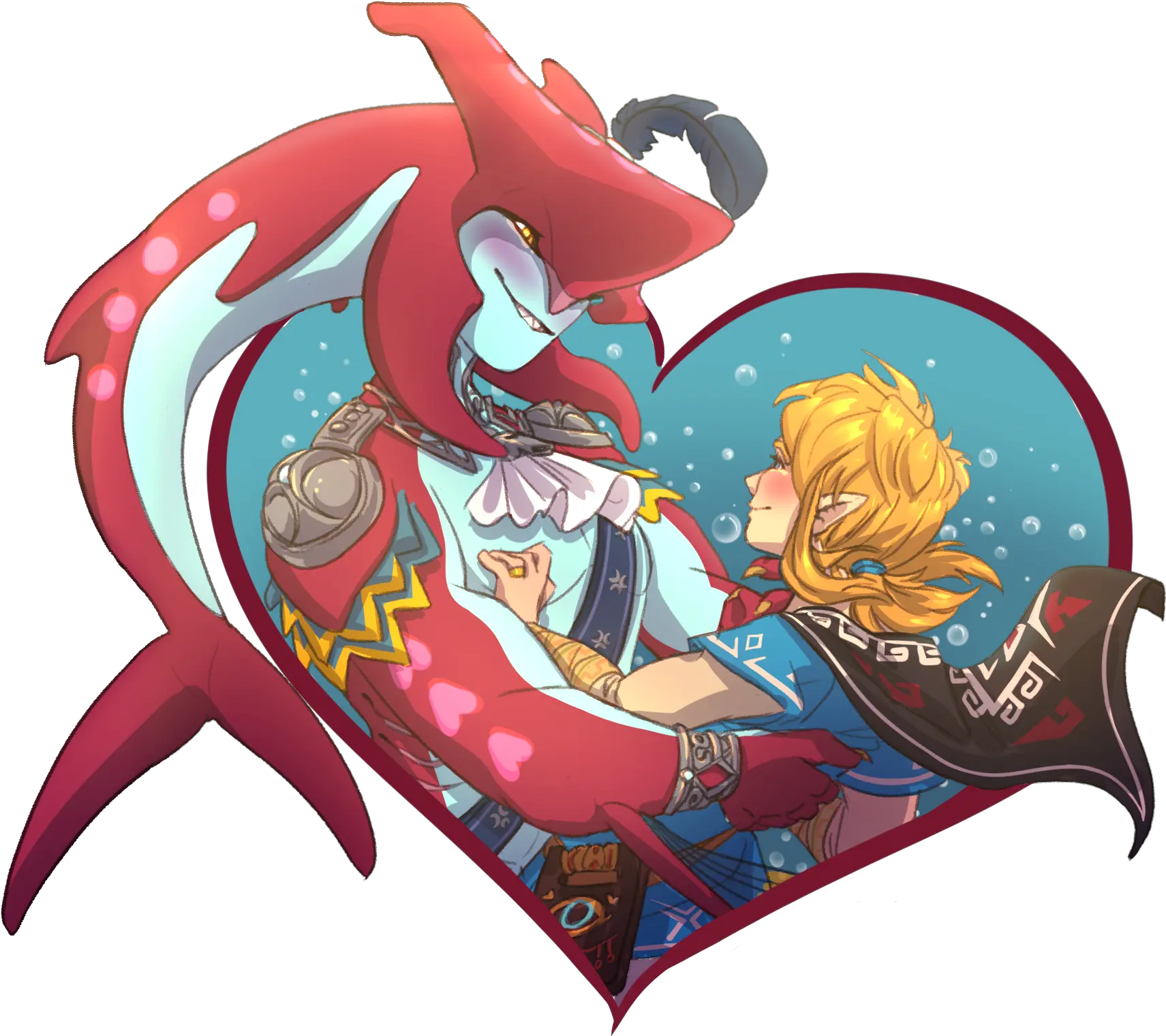 Sidon X Link Dessin Zelda Breath Of The Wild Png Link Png