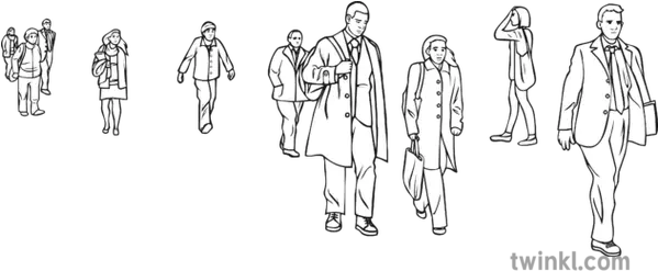 Crowd Of People Walking Black And White Illustration Twinkl Person Walking Black And White Illustration Png Walking Person Png