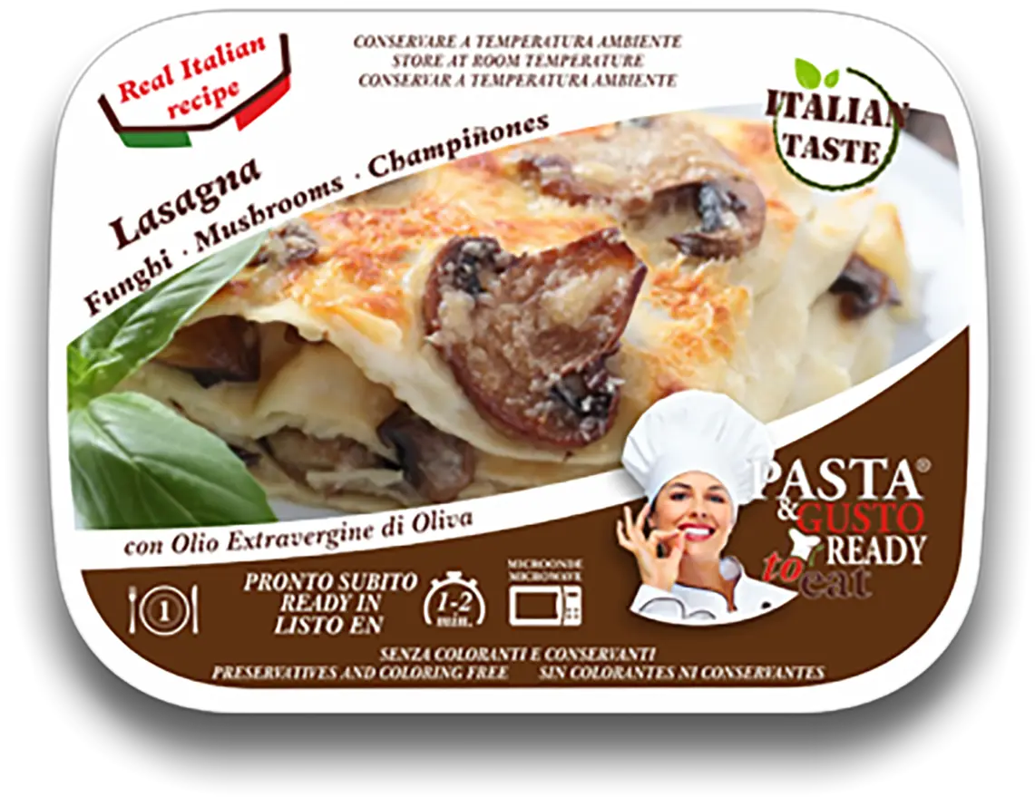 Mushrooms Lasagna U2013 Pasta U0026 Gusto Ready To Eat Unibrands Fertiggerichte Für Die Mikrowelle Png Lasagna Png