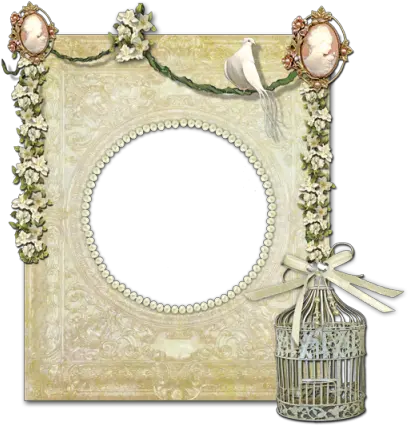 Golden Frame With Bird And Cage Clipart Png Photo 891 Dress Cage Transparent