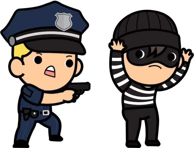 Burglar Cartoon With Cop Transparent Police With Robbers Clipart Png Cop Png