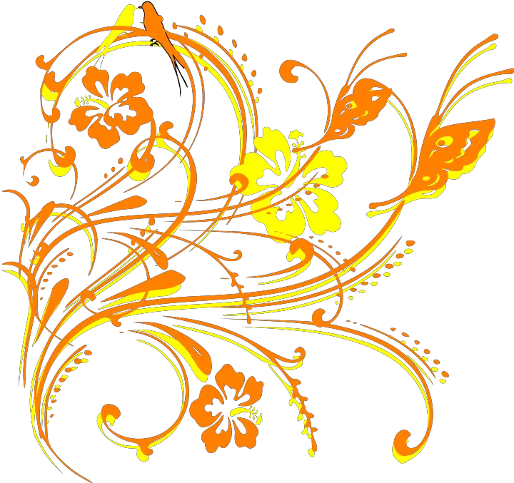 Scroll With Birds And Hibiscus Png Corner Border Design Png Scroll Design Png