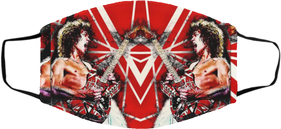 Eddie Van Halen Guitar Face Mask Fictional Character Png Van Halen Logo Png