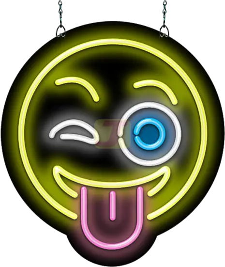 Winking Face With Tongue Sticking Out Emoji Neon Sign Smiley Face Neon Sign Transparent Png Tongue Emoji Transparent