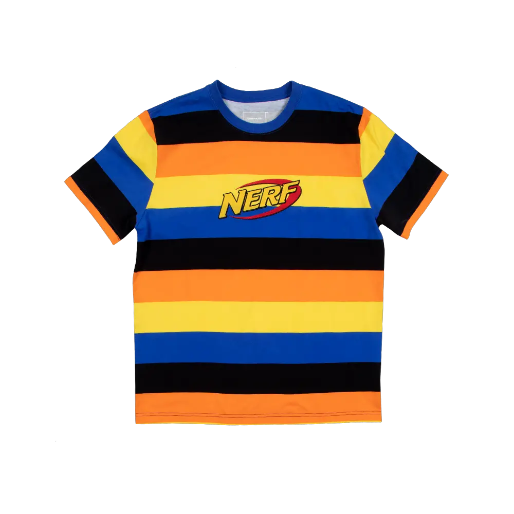Nerf Embroidered Logo Striped Tee Active Shirt Png Nerf Logo