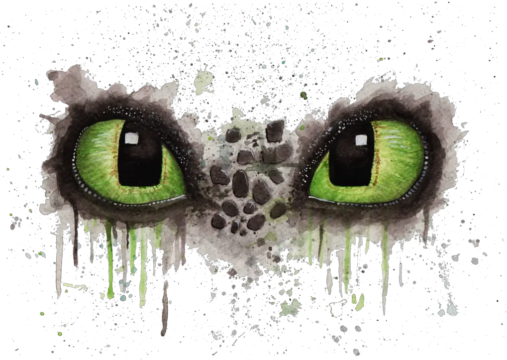 Toothless Eyes In Watercolour By Night Fury Cute Toothless Drawing Png Toothless Png