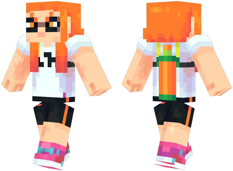 Download Orange Inkling Girl Minecraft Inkling Girl Skin Png Inkling Png