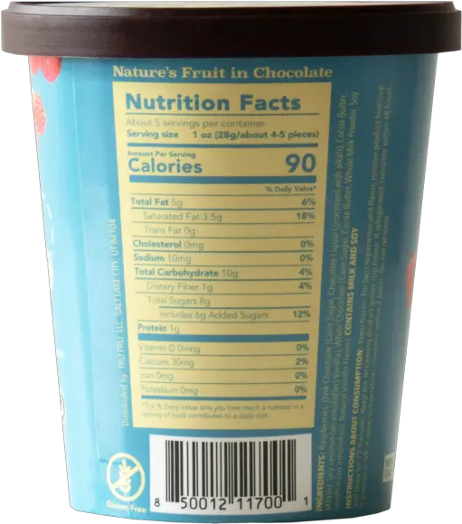 Natureu0027s Raspberries In White U0026 Dark Chocolate 5 Oz Trufru Nutrition Facts Tru Fru Chocolate Covered Raspberries Png Tru Icon