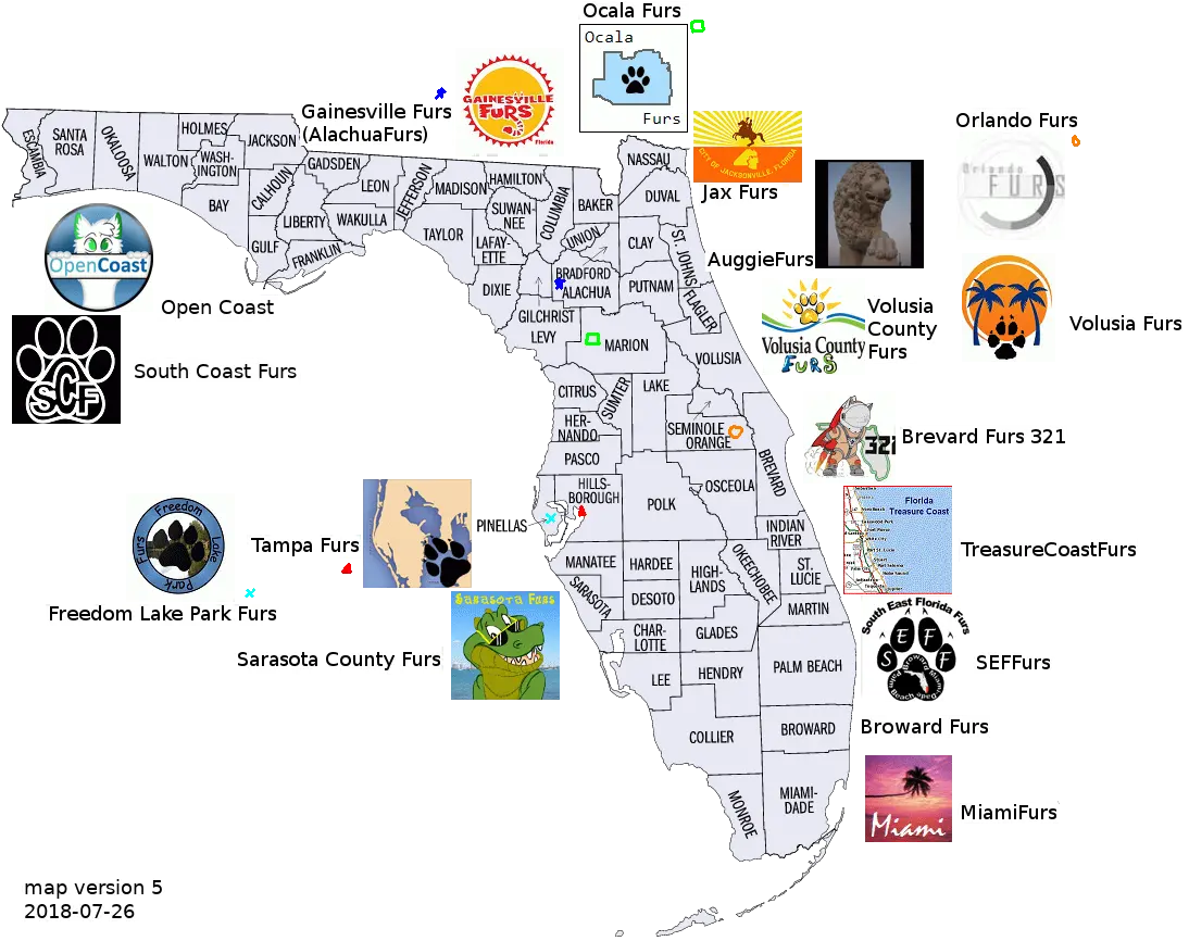 Florida Furry Map Version 5 By Floridafurries Fur Map Png Florida Map Png