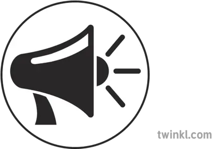 Pa Loudspeaker Siren Icon Black And White Illustration Twinkl Bocina Blanco Y Negro Png Siren Png