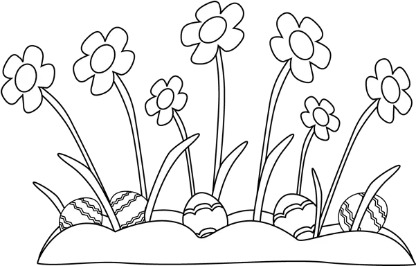 Black And White Easter Eggs Hidden In The Grass Clip Art Grass And Flower Coloring Png Grass Clipart Png