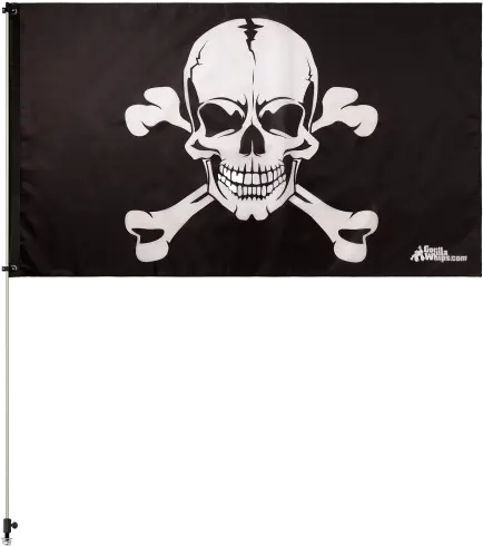 White Skull 3u0027 X 5u0027 Safety Flag W Black Or 38 6u0027 Whip Skull Png White Skull Png