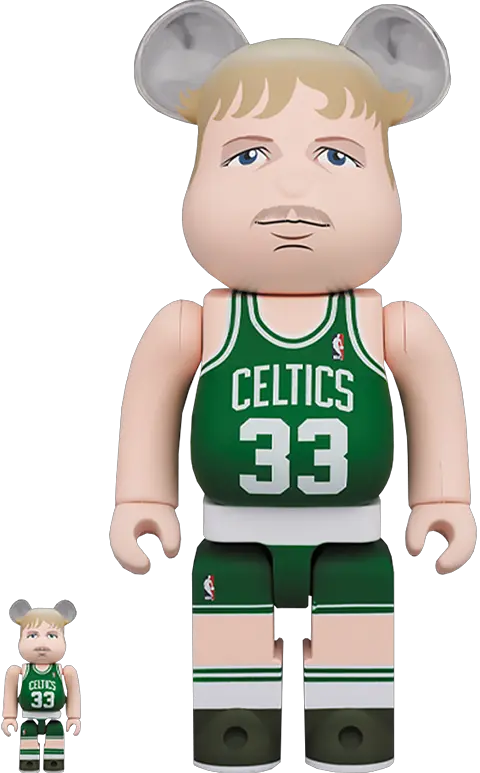 Berbrick Larry Bird Boston Celtics 100 And 400 Collectible Set By Medicom Bearbrick Larry Bird Png Boston Celtics Logo Png