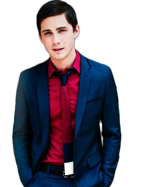 Logan Lerman Clipart Hq Png Image Navy Blue Suit With Maroon Shirt Logan Png
