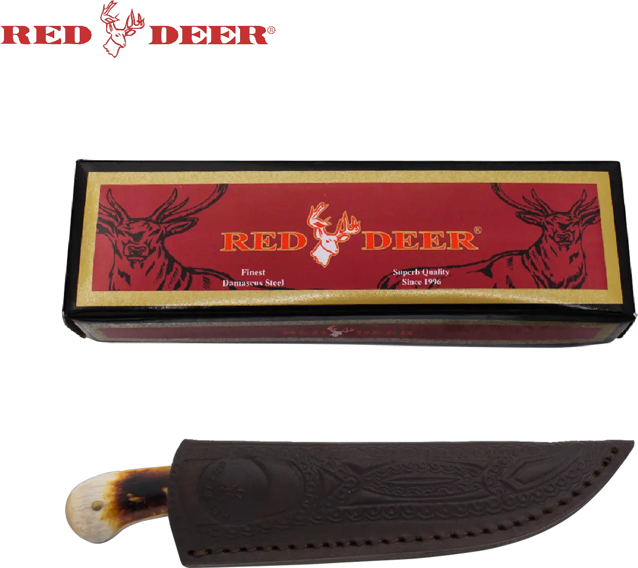 Download 7 In Red Deer Hunting Knife Real Bone Handle Png Barber Razor