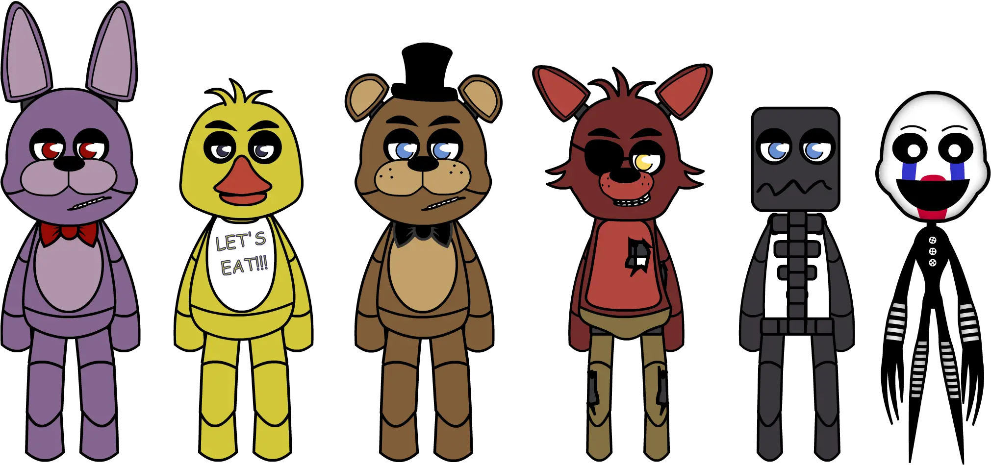 Main Characters Of The Computer Game Five Nights Five Nights At Cartoon Png Five Nights At Freddys Png