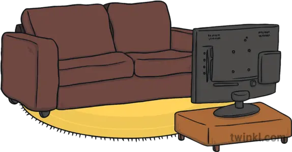 Sofa And Tv Couch Television Home Ks1 Illustration Twinkl Couch And Tv Illustration Png Tv Transparent Png