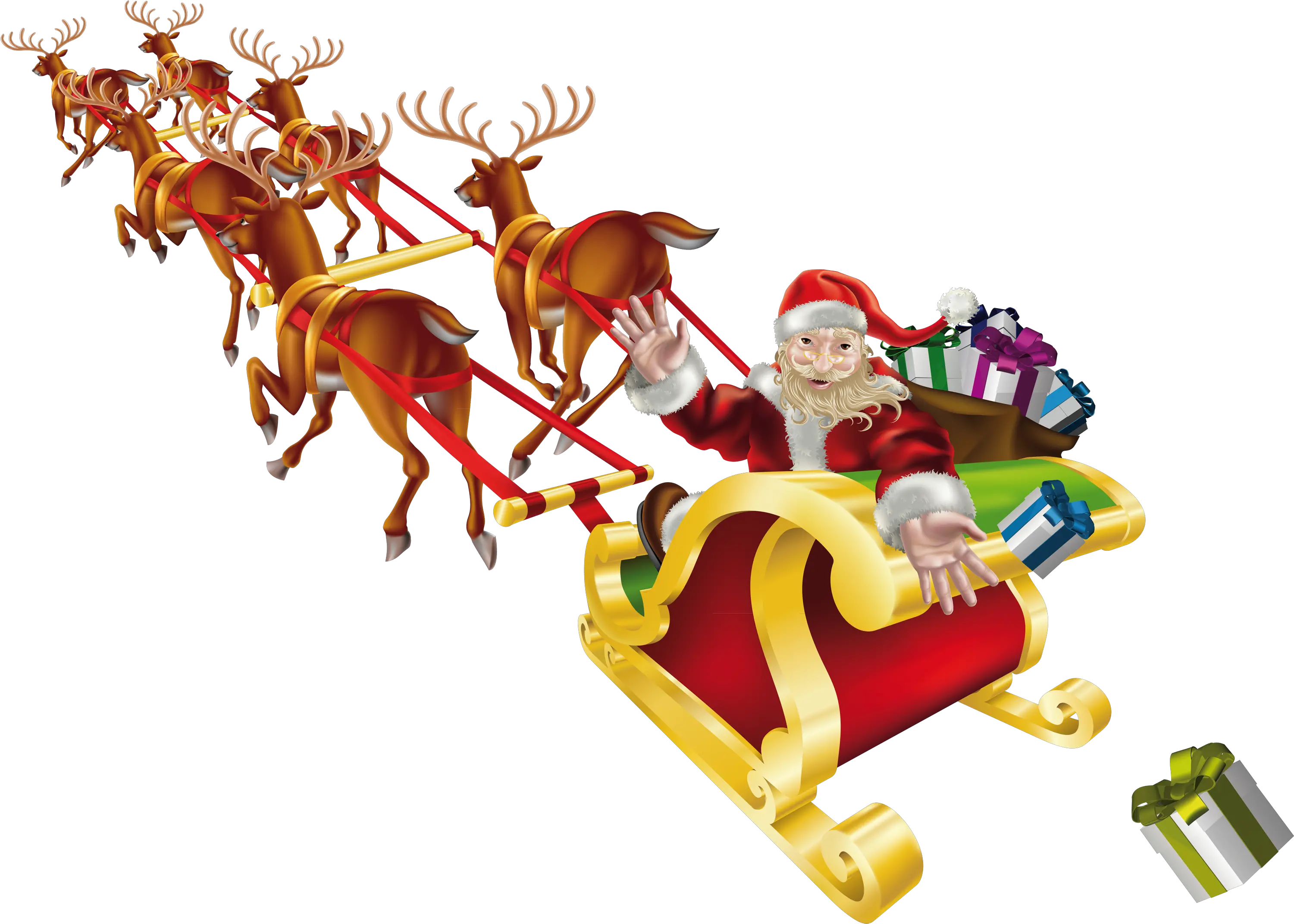 Sleigh Clipart Santa Rudolph Santa Claus In Sleigh Png Rudolph Png