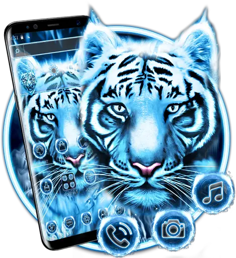 Blue White Flaming Cool Tiger Theme Apk 114 Download Apk Portable Communications Device Png Flaming Star.png Icon