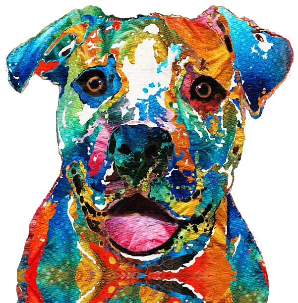 Colorful Dog Pit Bull Art Happy By Sharon Cummings Beach Towel Colorful Dog Pit Bull Art Happy By Sharon Cummings Png Pit Bull Icon