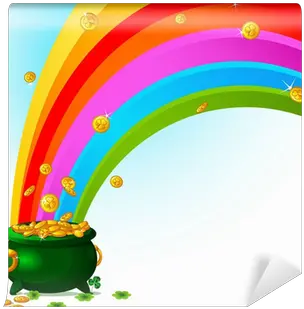 Wall Mural Pot Of Gold And Rainbow Pixersus Pot Of Gold Rainbow Animated Png Pot Of Gold Icon