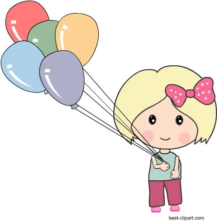 Download Hd Cute Girl Holding Colorful Balloons Boy With Girl Balloon Cartoon Art Png Balloons Clipart Transparent