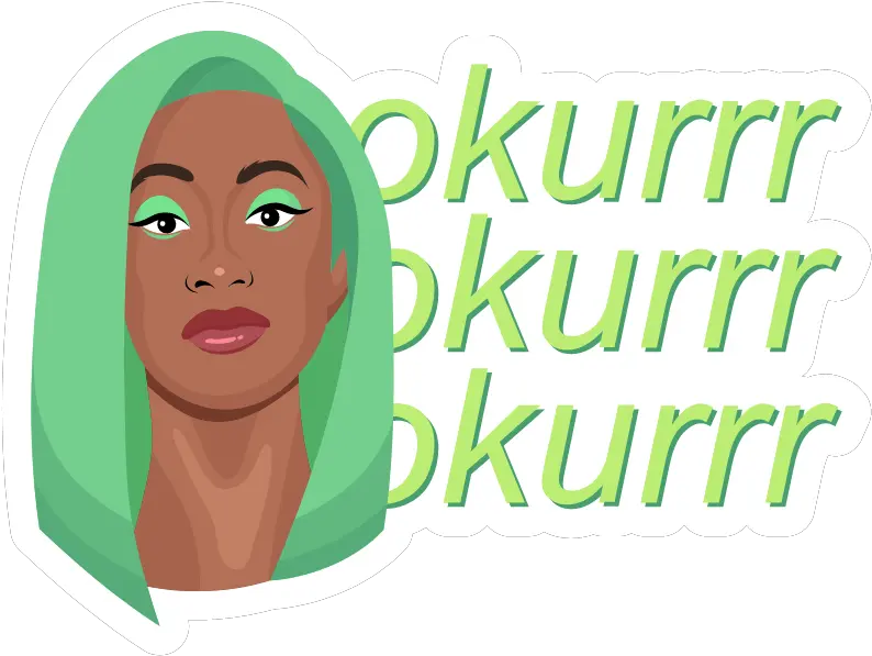 Cardi B Green Hair Okurrr Sticker Sticker Mania Hair Design Png Cardi B Transparent