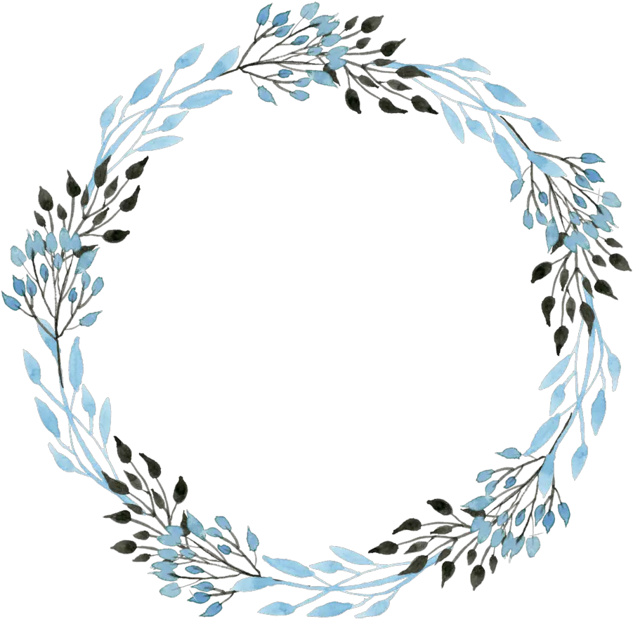 Download Hd Blue Black Wreath Blue Watercolor Painted Flowers Background Png Wreath Transparent